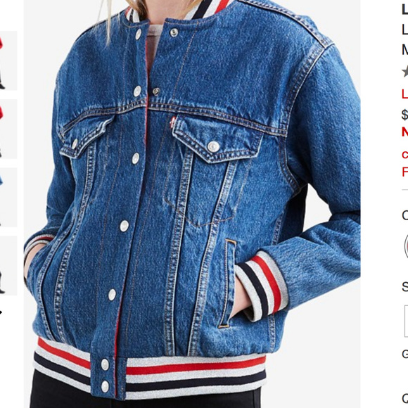 Levi’s Reversible Denim Bomber Varsity Jacket - Picture 3 of 8